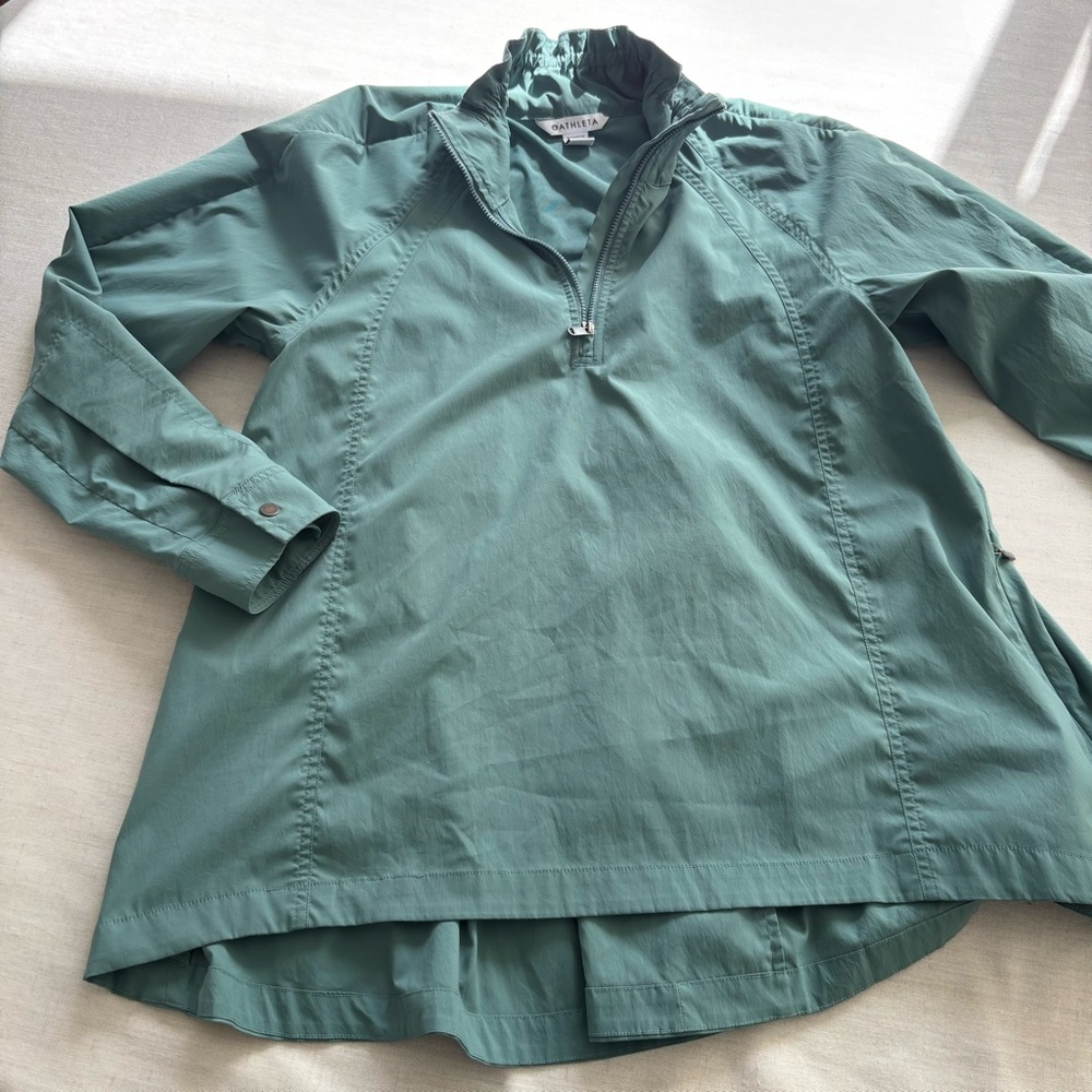 Athleta Teal Advantage Poplin Long Sleeve Top XS | Relaxed Athleisure
